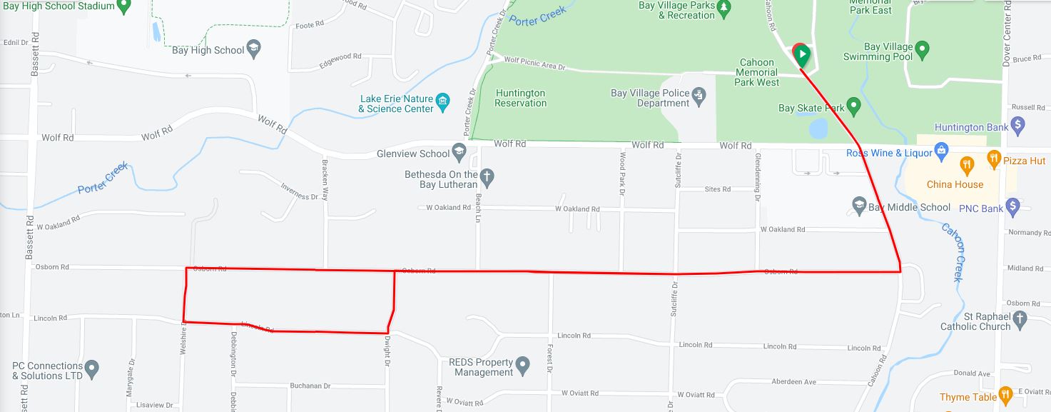 Cahoon Park Route Cahoon Park Route