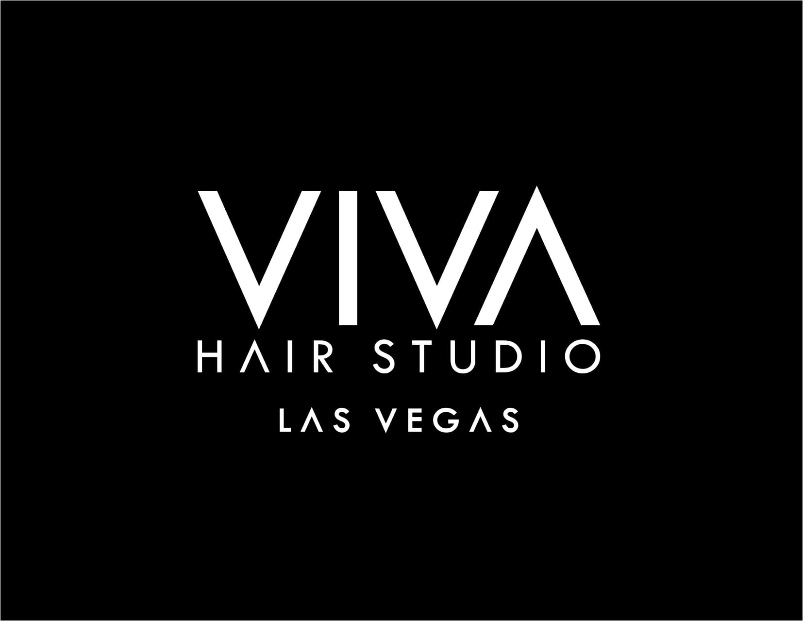 VIVA HAIR STUDIOS LOGO white over black