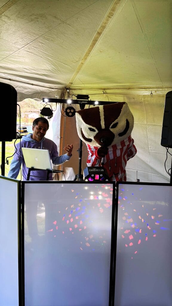 DJ with Bucky Badger