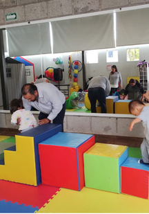 Indoor teaching inside of the of the playground for down syndrome kids