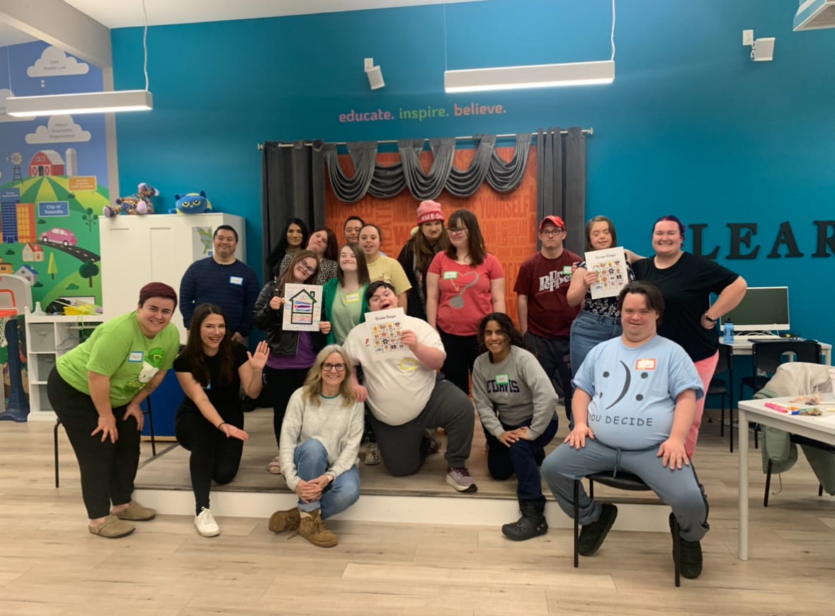 Karen poses with the Fantastic Friends crew