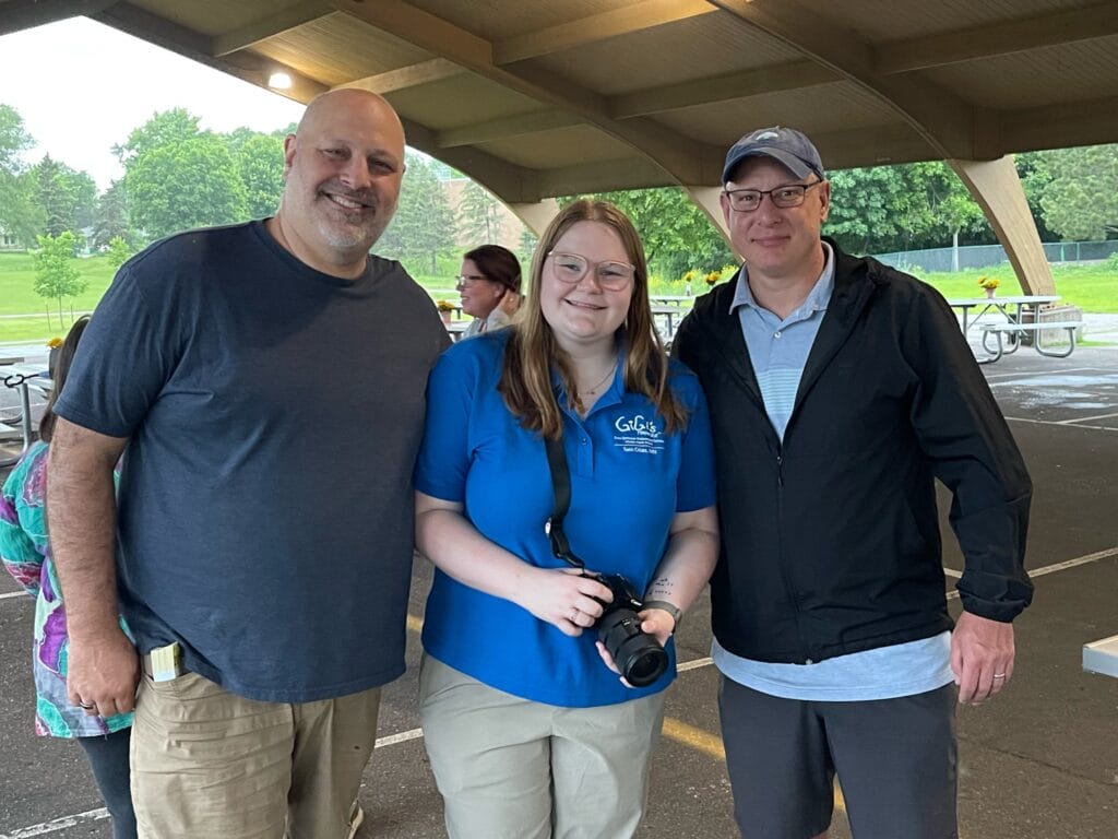 Chris and Peter with Programs and Marketing Manager Gabby at the Summer Picnic.