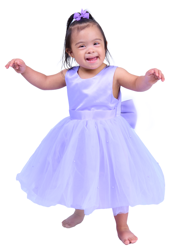 child with purple dress